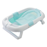Kit Banho Banheira Redinha Banheira Bebê Dobrável Azul