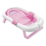 Kit Banho Banheira Redinha Banheira Bebê Dobrável Rosa