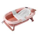 Kit Banho Banheira Redinha Banheira Bebê Dobrável Rosa