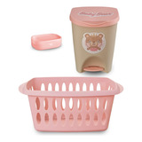 Kit Banho Bebê Banheiro C Saboneteira Lixeira 7 5l E Cesto