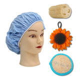 Kit Banho Bucha Vegetal Esponja Touca 04 Peças