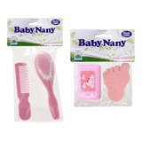 Kit Banho Esponja Saboneteira Pente Escova Menina Baby Nany Cor Rosa