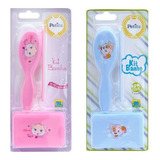 Kit Banho Infantil Pente E Escova Cabelo Com Saboneteira
