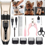 Kit Banho Pet Maquina Silenciosa Tosa Corta Pelo Cabelo Cachorro Cão Grande Pequeno Maquininha Bivolt 110v 220v Bivena