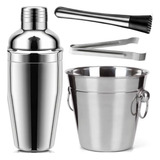 Kit Bar Balde Coqueteleira Pegador Socador Caipirinha 4pç