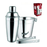 Kit Bar Balde De Gelo Coqueteleira E Pegador Para Drinks Bebidas