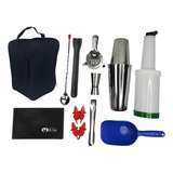 Kit Bar Completo Profissional Coqueteleira Boston Com Bolsa
