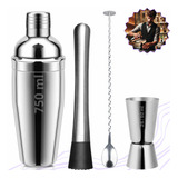 Kit Bar Coqueteleira 750ml Socador Dosador Drinks Bailarina