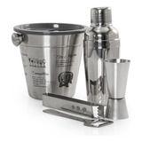 Kit Bar Coqueteleira Aço Inox 300ml Com 5 Peças Gourmet Mix