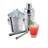 Kit Bar Coqueteleira Balde Gelo Pegador Inox Bedidas Drinks