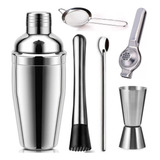 Kit Bar Coqueteleira Barman 6pç Acessórios Inox Profissional