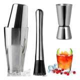 Kit Bar Coqueteleira Boston Copo 820 Ml E Tampa 530 Ml 3pçs