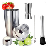 Kit Bar Coqueteleira Inox Colher Socador Dosador Drink
