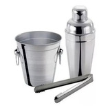 Kit Bar Inox 3 Peças Coqueteleira 500ml Balde Pegador Drink