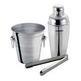 Kit Bar Inox 3 Peças coqueteleira 500ml balde pegador promo