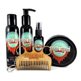 Kit Barba Óleo 60ml Shampoo 100ml Balm 100ml Pomada De Cabelo E Barba 100g E Pente Chaveiro Barba Rubra