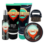 Kit Barba Rubra Óleo Shampoo Balm Pomada E Escova De Dedo