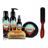 Kit Barba Rubra Óleo Shampoo Balm Pomada E Escova Premium
