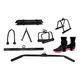 Kit Barra Costas Triangulo Pulley Puxadores Cross Over Hartw