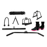 Kit Barra Costas Triangulo Pulley Puxadores Cross Over Novo