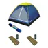 Kit Barraca Iglu 2 Pessoas + 2 Colchonete Acampamento Cor Azul/camuflado