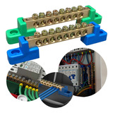 Kit Barramento 1 Neutro E 1 Terra 8 Furos Fix Parafuso