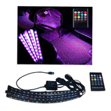 Kit Barras 18 Led Ilumina Tapete Som Muda Cor Controle Fita