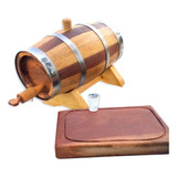 Kit Barril Tonel Carvalho 1 Litro Tábua copinho