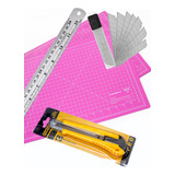 Kit Base Corte 45x30 Estilete Pro Régua Aço 30 10 Lami
