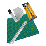 Kit Base Corte 45x30 Estilete Pro Régua Aço 30 10 Lami