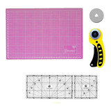 Kit Base Corte A3 45x30 Régua 15x30 15x15 Cortador 45mm Rosa