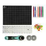 Kit Base De Corte Artesanato 45x30 Regua 15x30 Cortador 45mm Cor Base Para Corte Preta