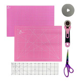 Kit Bases De Corte Patchwork 60cm Tesoura Régua 60 Cortador Cor Base Rosa Cortador Cl45nr