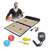 Kit Basquete Prancheta Tática Moeda Cronômetro E Apito Am