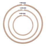 Kit Bastidor Madeira Com Tarraxa 3 Tamanhos 15 20 E 30 Cm