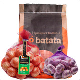 Kit Batata Asterix 5kg Cebola Branca 3kg E Alho Roxo 750gr