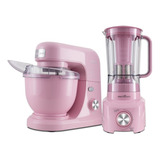 Kit Batedeira Planetária Liquidificador Rosa Britânia 110v