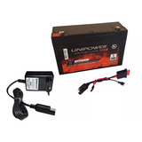 Kit Bateria 6v 12ah carregador 6v Bandeirante Chicote