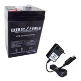 Kit Bateria 6v 4ah Carregador Moto Elétrica Bandeirantes