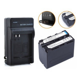 Kit Bateria Np f970 F960 Carregador Led 6600mah Yn600 Yn608