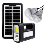 Kit Bateria Painel Solar 3 Lâmpadas Poste Prova D água Led