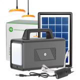 Kit Bateria Portátil Painel Solar 2 Lâmpadas Led 2usb Bivolt