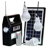 Kit Bateria Portátil Painel Solar Com Lâmpadas Led Rádio Mp3