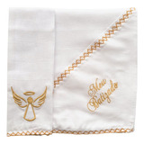 Kit Batizado 2 Peças Toalha Fralda Babete Dourado