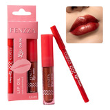Kit Batom Gloss Lip Oil Contorno Labial Fenzza Cores