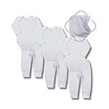 Kit Bebê Body E Calça Branco Liso Básico 6 Peças 3 Bodies E 3 Calças De Suedine Fio 40 1 Penteado 100 Algodão Branco M