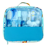 Kit Bebê Higiene Escova Termômetro Tesoura Pente 13 Pçs Cor Azul