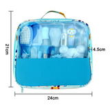 Kit Bebê Higiene Escova termômetro tesoura pente 13 Unid Cor Azul
