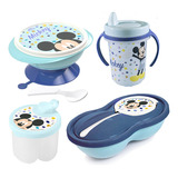 Kit Bebe Tigela Com Ventosa Copo Pote Papinha Dosador Leite