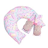 Kit Bebê Travesseiro Almofada Pescoço E Protetor De Cinto Bebê E Infantil Hipopótamo Doces Azul E Rosa